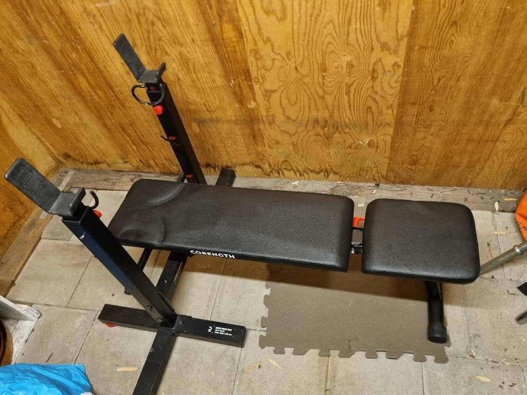 Complete Homegym | 243 kg Gewichten, Dumbbells & Halterbank, Ophalen, Gebruikt, Benen, Fitnessbank