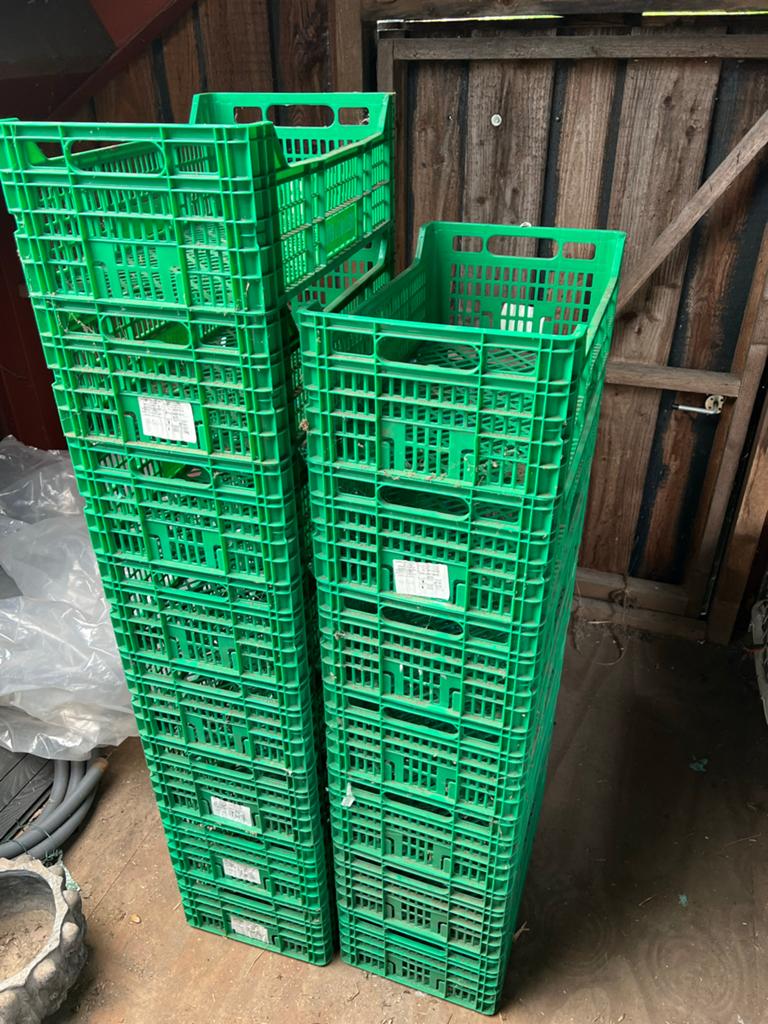Kleine groene stapelkratjes 30 x 50 en 18 cm hoog, Doe-het-zelf en Verbouw, Kratten en Dozen, Ophalen, Minder dan 35 cm, Minder dan 50 cm