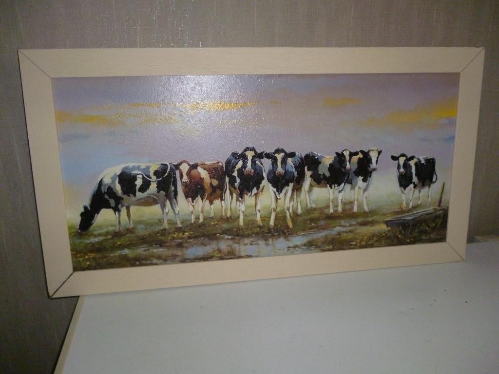 leuke prent met koeien erop, Ophalen of Verzenden, Minder dan 50 cm, Schilderij, Minder dan 50 cm