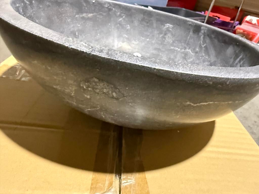 Natuurstenen waskom - Donkergrijs, Ophalen, Minder dan 50 cm, Gebruikt, Minder dan 25 cm
