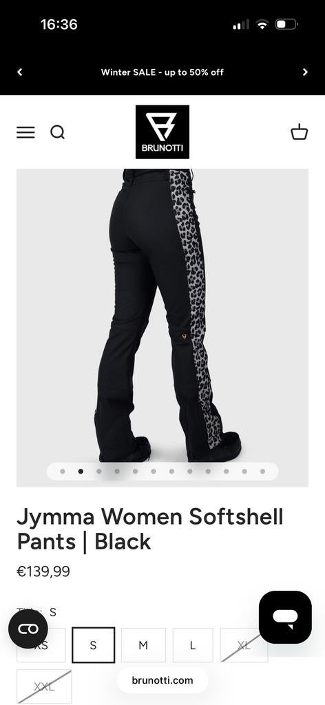 Brunotti Jymma Dames Softshell Broek Zwart met Luipaardprint, Zwart, Ophalen of Verzenden, Zo goed als nieuw, Maat 36 (S)