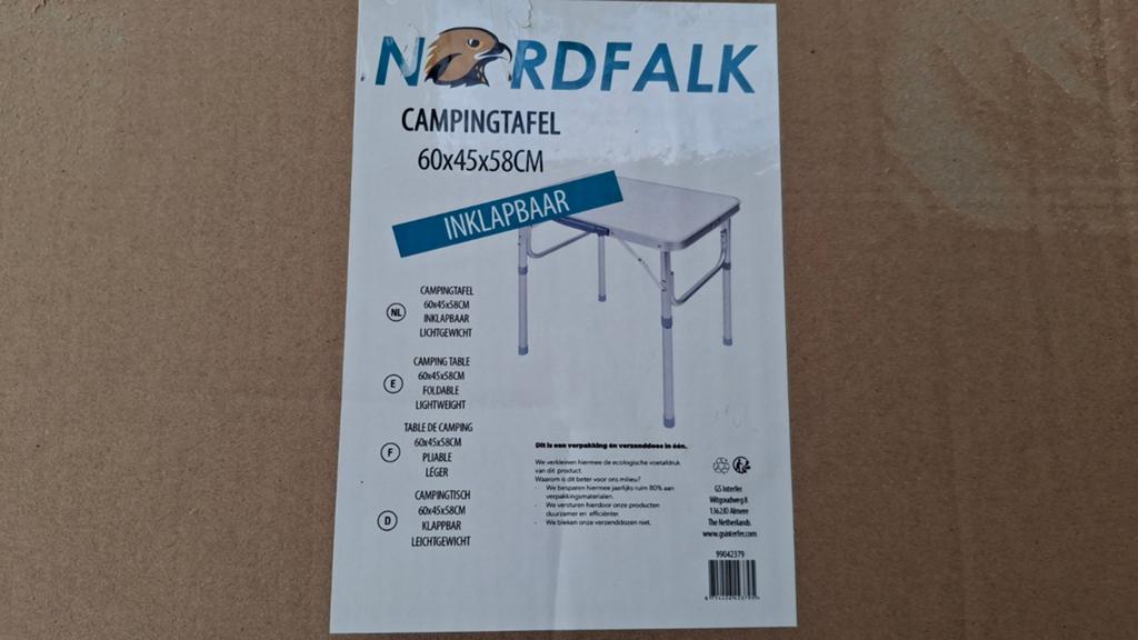 Nordfalk campingtafel 60x45x58cm nieuw, Caravans en Kamperen, Ophalen of Verzenden, Nieuw, Campingtafel