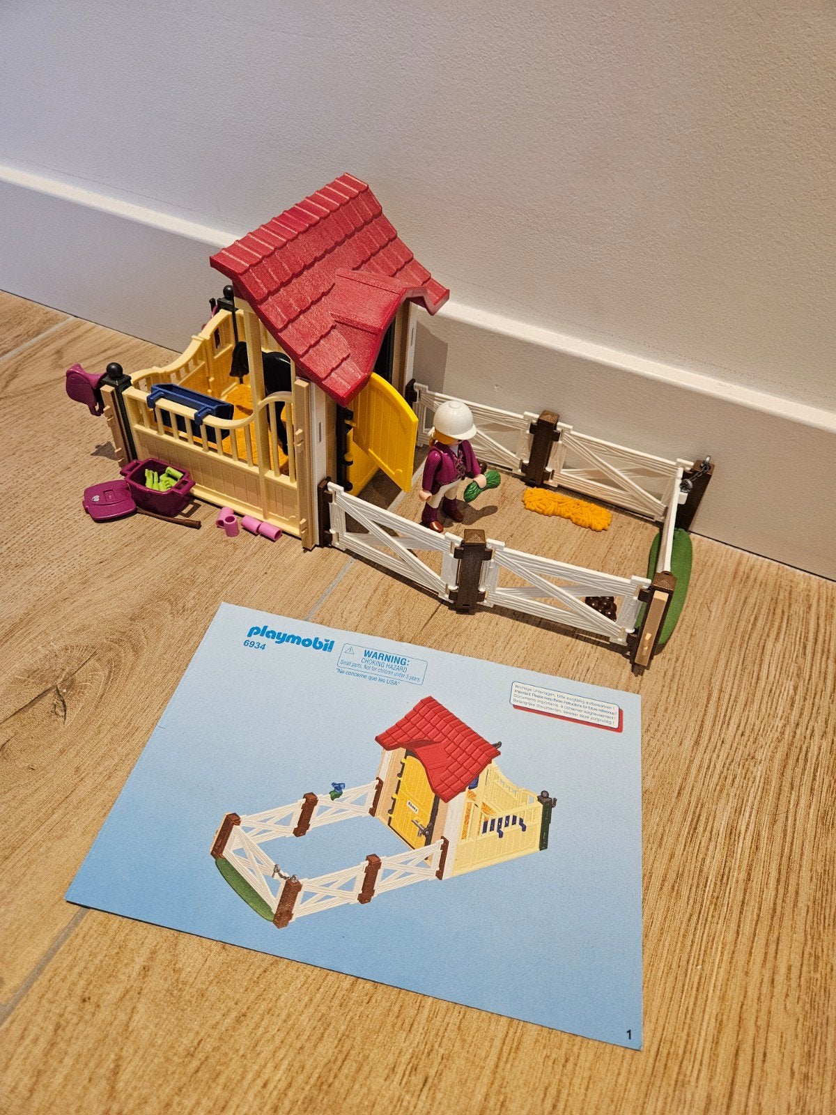 6934 Playmobil Paardenstal met paard en ruiter, Kinderen en Baby's, Gebouw, Complete set, Ophalen of Verzenden, Zo goed als nieuw