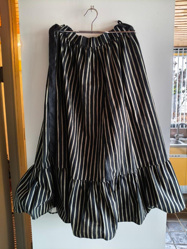 Marimekko gestreepte katoenen rok, maat 12, vintage Retro, Marimekko, Zwart, Maat 42/44 (L), Ophalen of Verzenden