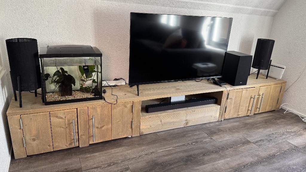 tv meubel Jorg steigerhout, Ophalen, Zo goed als nieuw, 200 cm of meer, Minder dan 100 cm