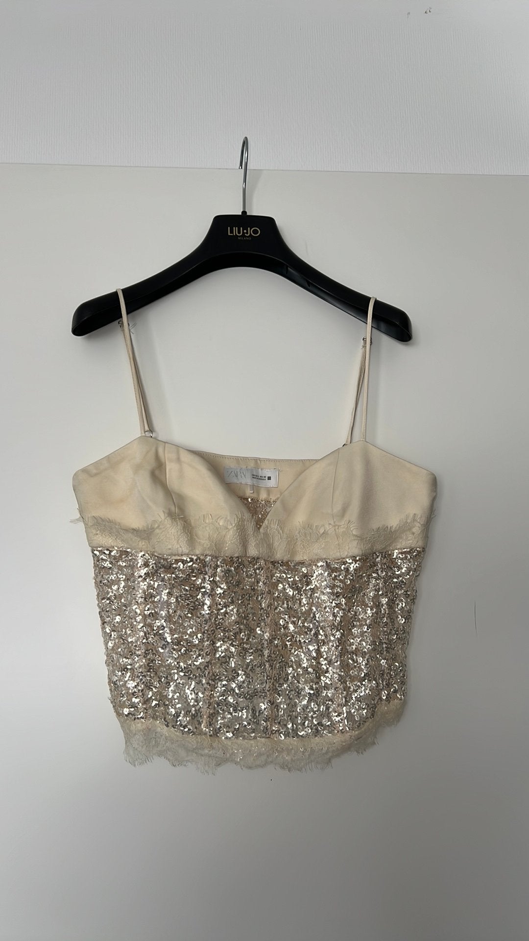 Zara top paillet, Ophalen of Verzenden, Zo goed als nieuw, Zwart, Zonder mouw