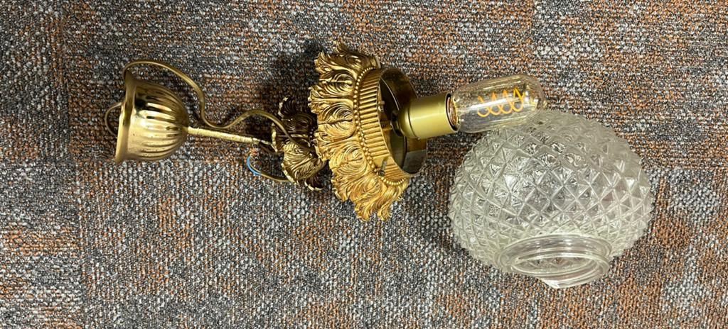 Oude lamp / hanglamp jaren 60 ananas/ messing lamp, Verzenden