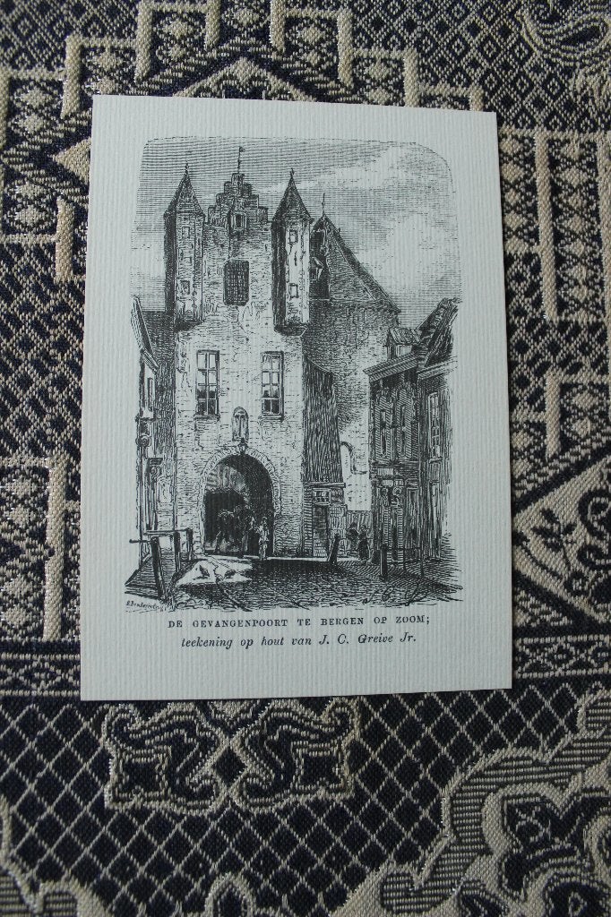 prent  de gevangenpoort  te bergen op zoom, Antiek en Kunst, Oud hollands, Overige technieken, Ophalen of Verzenden, Papier