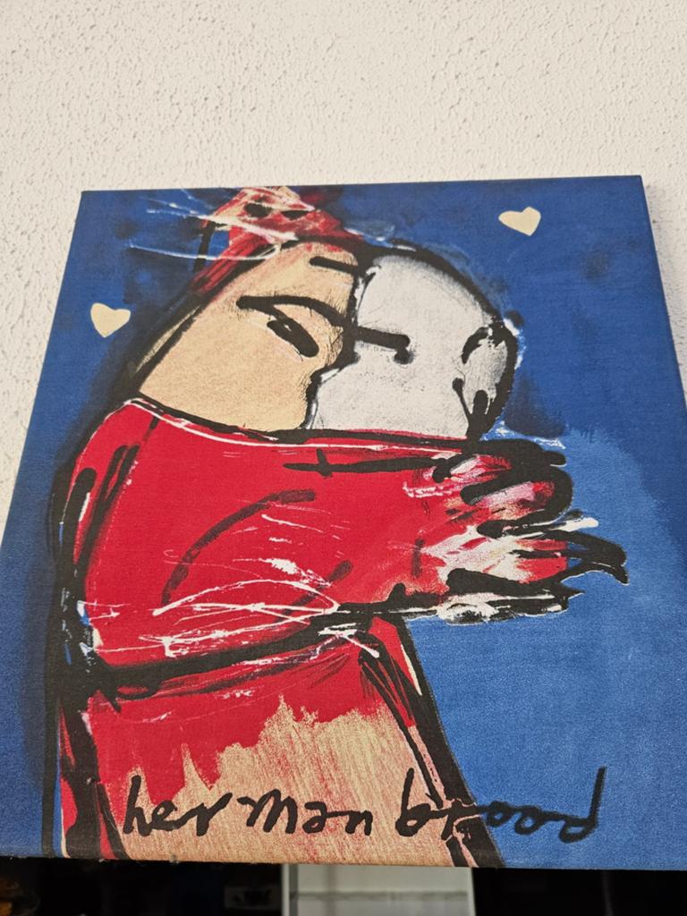 Herman Brood stijl schilderij - Liefdevol paar, Antiek en Kunst, Kunst | Schilderijen | Modern, Ophalen of Verzenden