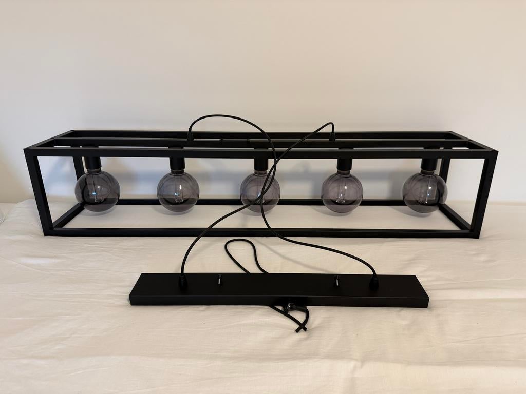Zwarte Hanglamp met 5 Lampen - 25x25x120cm, Ophalen, Zo goed als nieuw, Metaal, 75 cm of meer