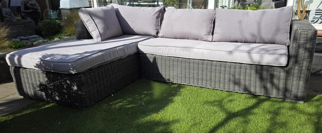 Loungeset hoekbank wicker met kussens – stevig frame, Tuin en Terras, Tuinsets en Loungesets, Ophalen, Gebruikt, Meer dan 8 zitplaatsen