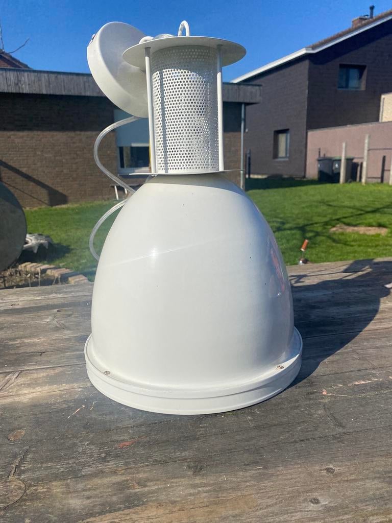 Hanglamp wit industrieel, Huis en Inrichting, Lampen | Hanglampen, Ophalen of Verzenden, Zo goed als nieuw, Minder dan 50 cm