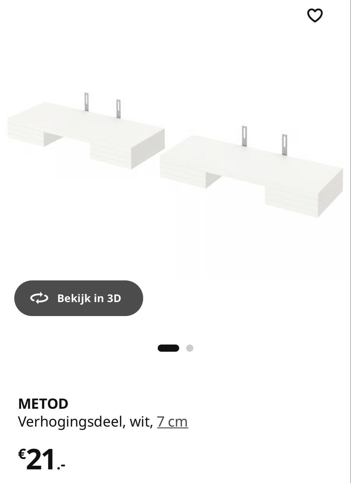 IKEA METOD Verhogingsdeel wit 7 cm - Nieuw in doos, Ophalen of Verzenden, Nieuw