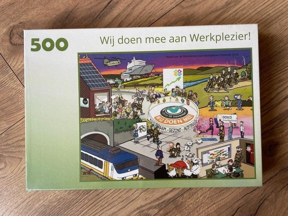 Nieuw Legpuzzel 500 stukjes - Wij doen mee aan Werkplezier!, Ophalen of Verzenden, 500 t/m 1500 stukjes, Nieuw, Legpuzzel
