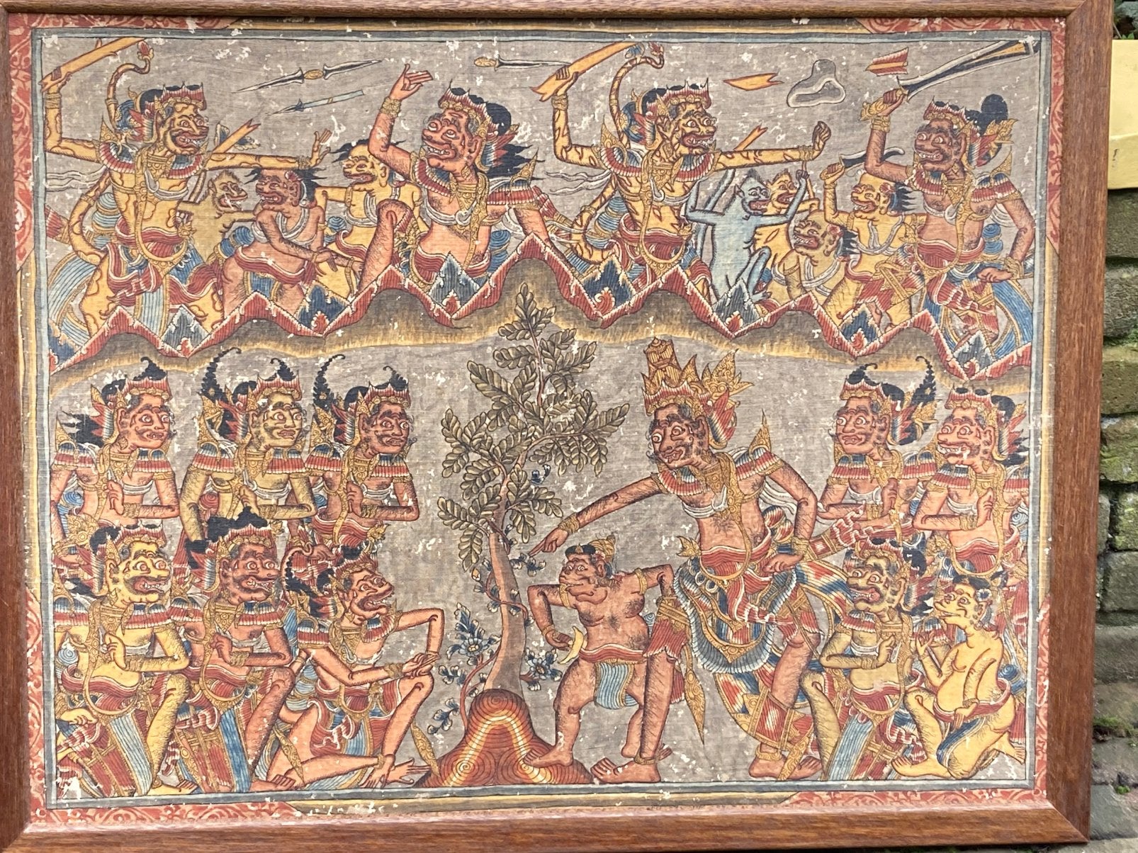 Traditioneel Kamasan-schilderij, Bali, Ophalen, 53 cm, Geschilderd, Indonesië