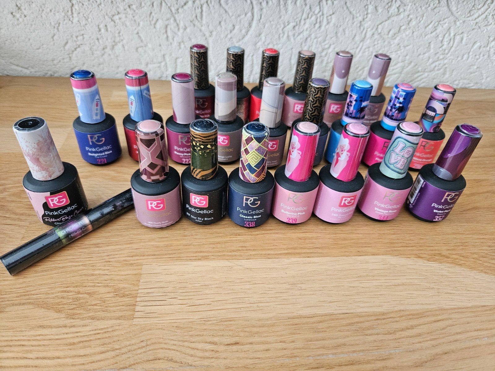 Grote collectie Pink Gellac gellak kleuren en accessoires, Ophalen of Verzenden, Nieuw, Overige kleuren, Handen en Nagels