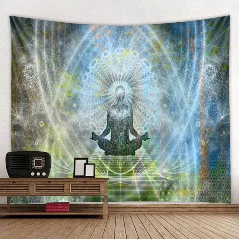 Blauw Boeddha Wandkleed 3D Wand Kleed Buddha Meditatie Muur, Verzenden, Nieuw, Wandkleed
