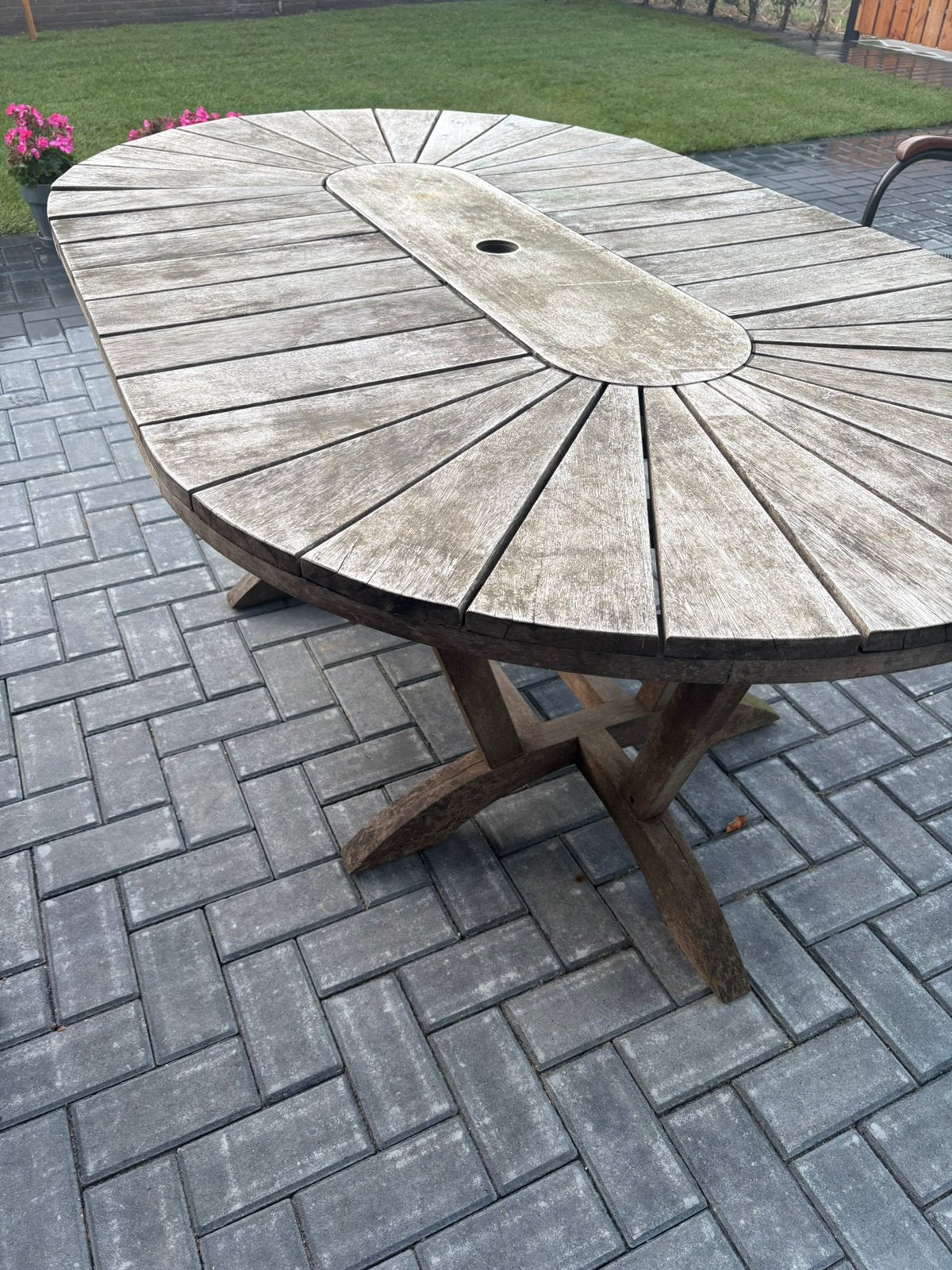 Tuintafel hardhout 180x110 cm, Ophalen, Zo goed als nieuw, Rechthoekig, Hout