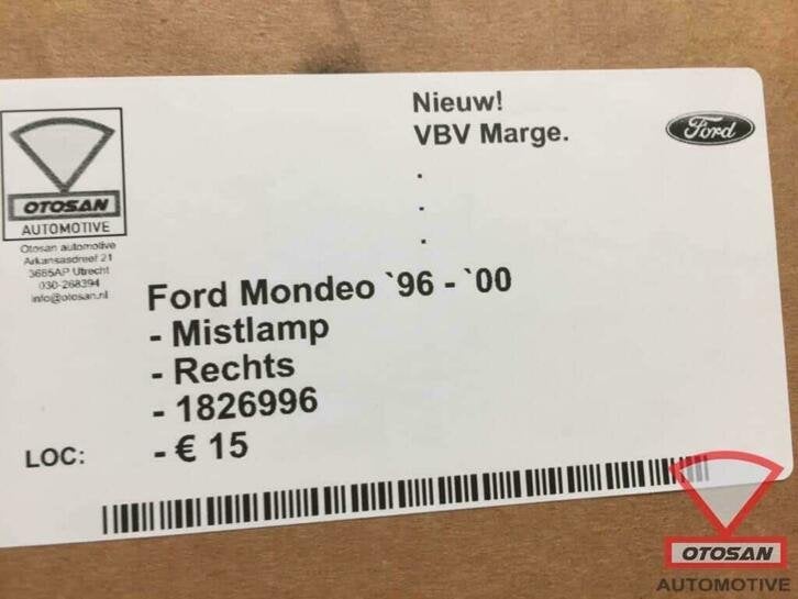 ford mondeo 1996 2000 mistlamp nieuw! rechts 1826996, Auto-onderdelen, Info@ford.com, Nieuw, Ophalen of Verzenden, Ford
