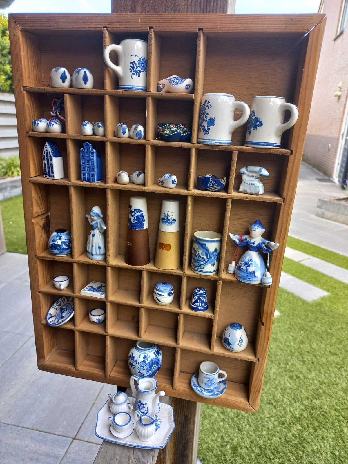 Delfst blauwe miniatuurtjes met letterbak, Antiek en Kunst, Ophalen of Verzenden