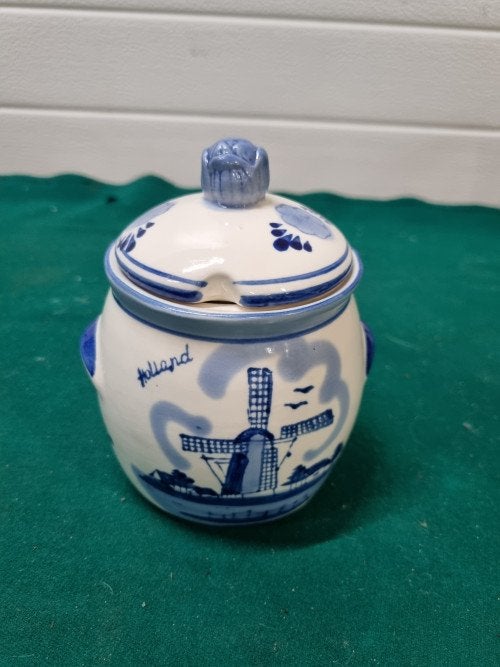 -	Mosterd pot TS  delfts blauw, Verzamelen, Ophalen of Verzenden