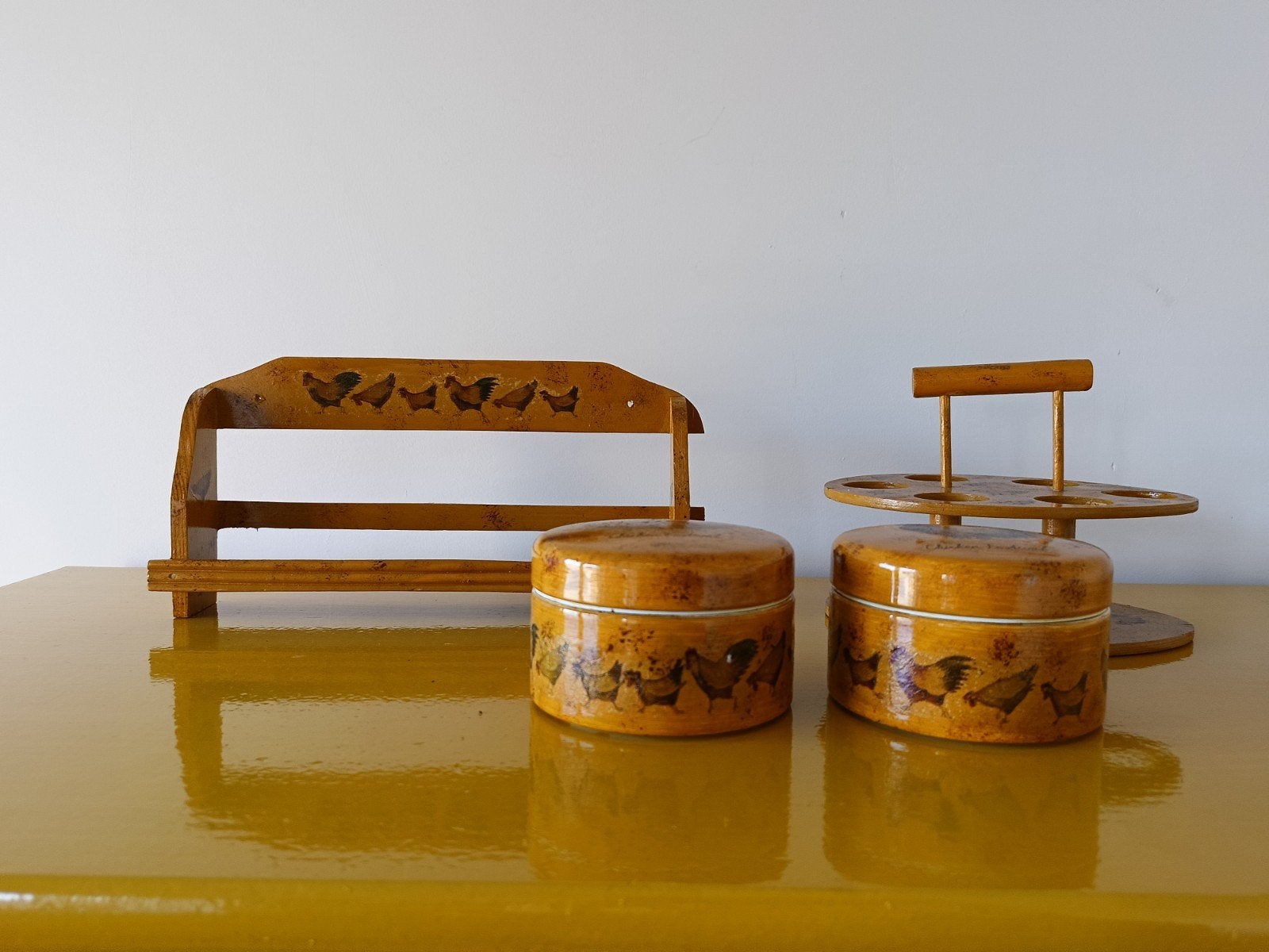 Vintage set van kippen en eieren., Huis en Inrichting, Woonaccessoires | Overige, Hout, Meerkleurig, Ophalen of Verzenden, Landelijk