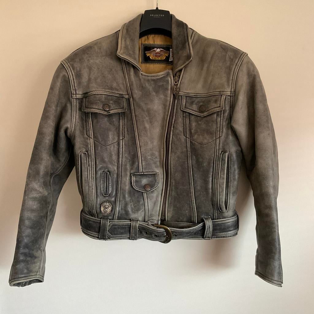 HARLEY-DAVIDSON GRIJS LEREN HEREN JAS MAAT M, Motoren, Kleding | Motorkleding, Jas | leer, Heren, Tweedehands, Ophalen of Verzenden