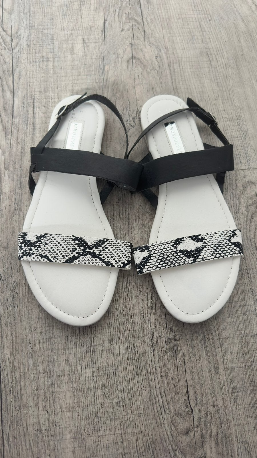 Sandalen, maat 39, slangenprint, zwart/wit, nieuw, Wit, Nieuw, Sandalen of Muiltjes, Ophalen of Verzenden