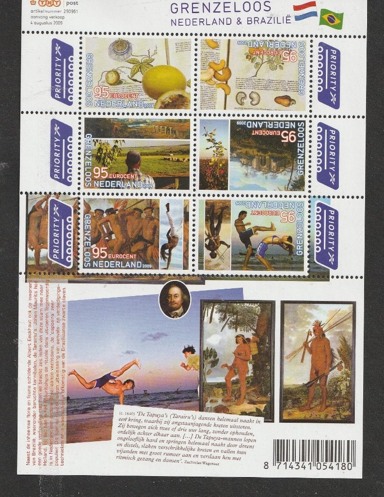 V2658a/2663a 2009 Grenzeloos Nederland-Brazilië MNH, Ophalen of Verzenden, Na 1940, Postfris