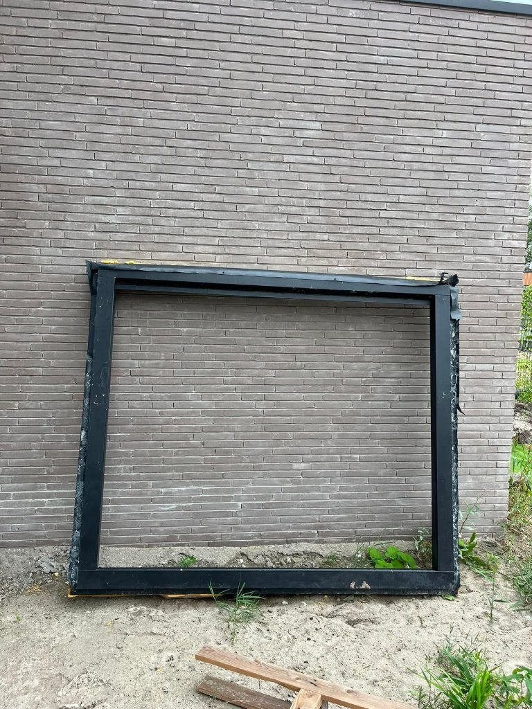 Zwaar houten raamkozijn 1950x1650 mm, 90 mm dik, Ophalen, Gebruikt, Raamkozijn, 150 tot 225 cm