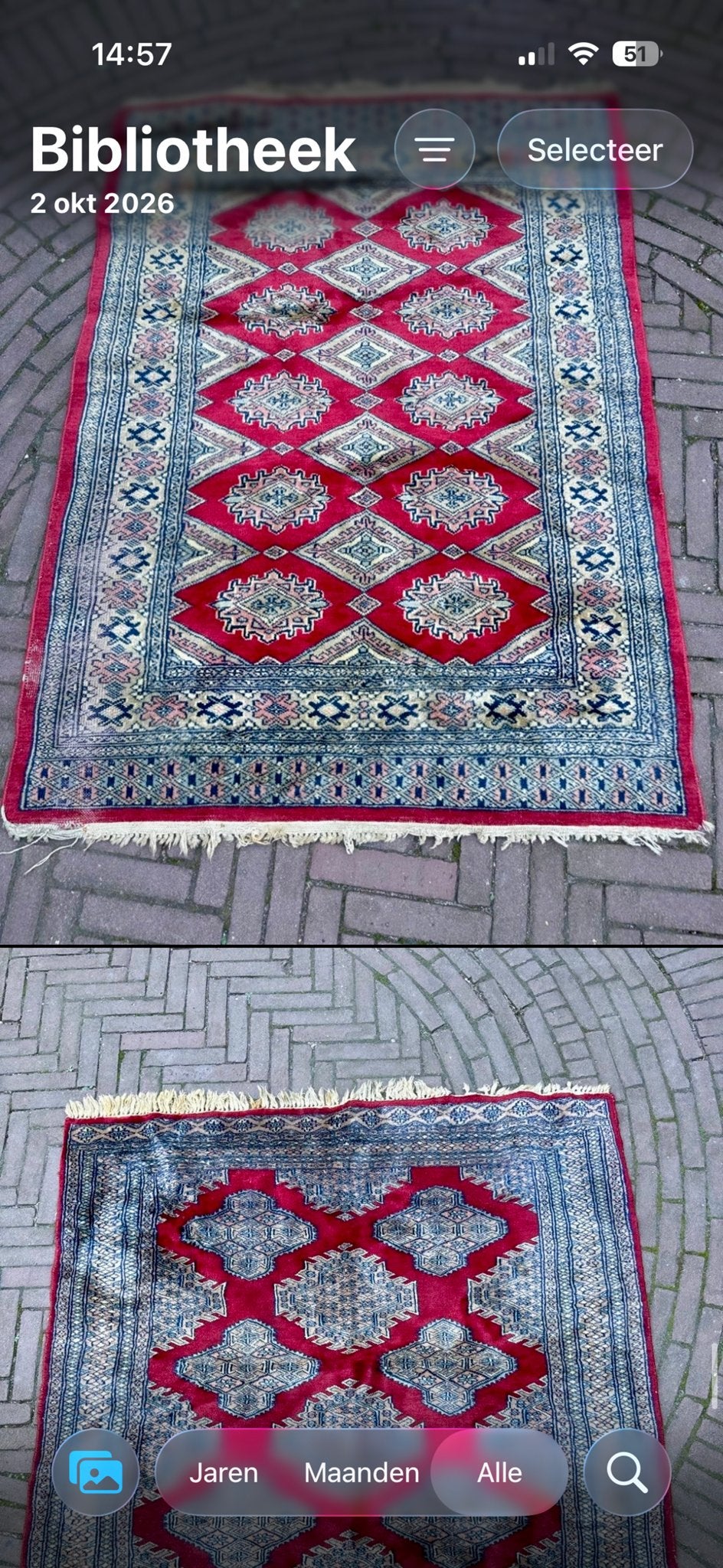 4x Handgeknoopte Perzische tapijten - Rood met blauw patroon, Ophalen, Gebruikt, 150 tot 200 cm, Rechthoekig