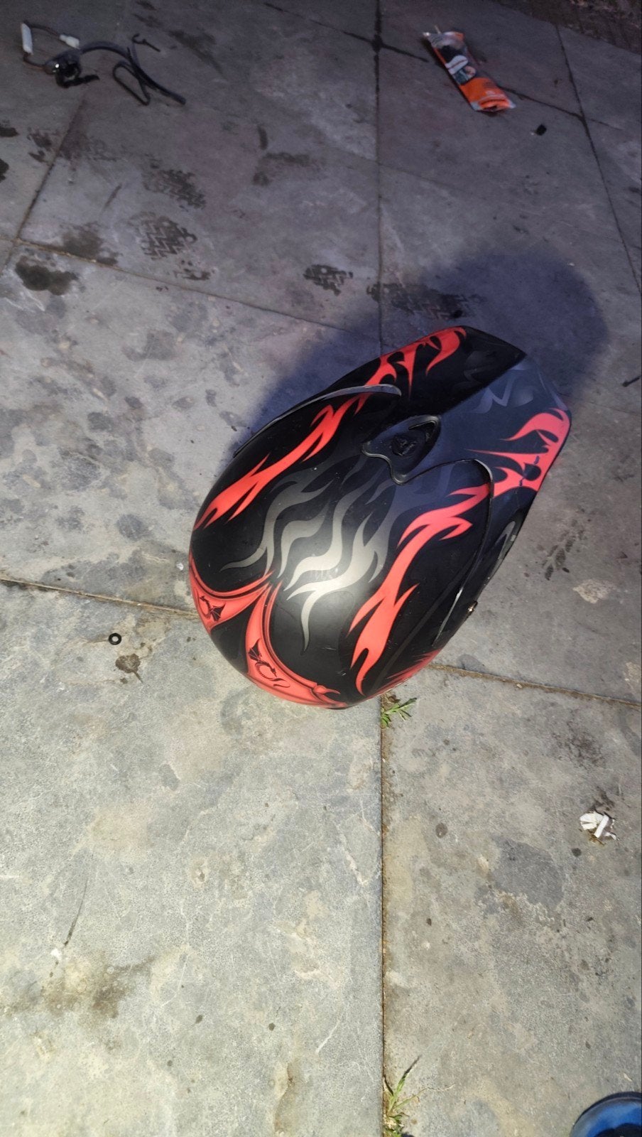 Offroadhelm met vlammen en draken design, Tweedehands, Ophalen, Overige merken, Heren