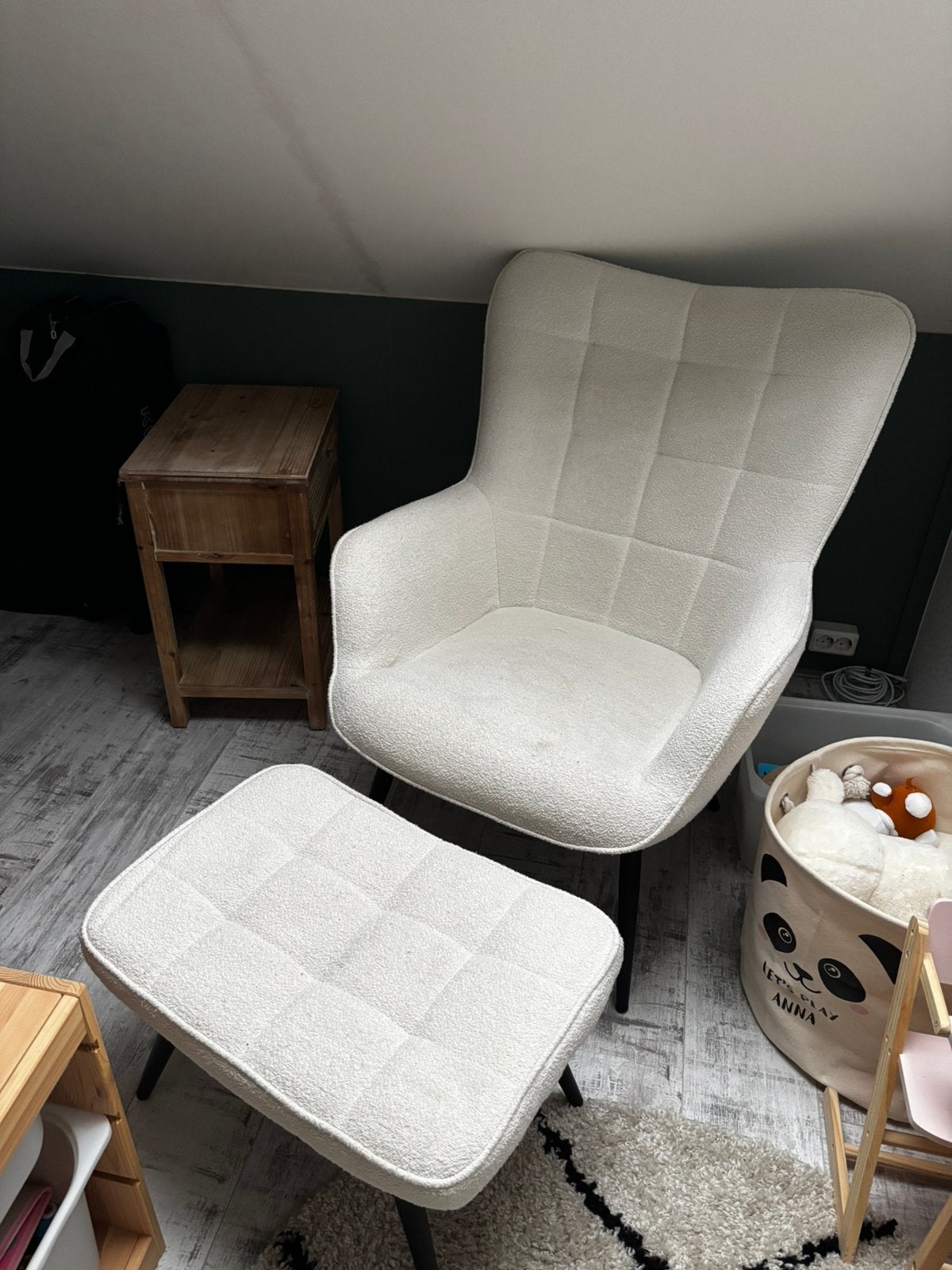 Fauteuil Moods Collection Olle teddy met poef, Huis en Inrichting, Stoelen, Ophalen, Overige kleuren, Zo goed als nieuw, Eén