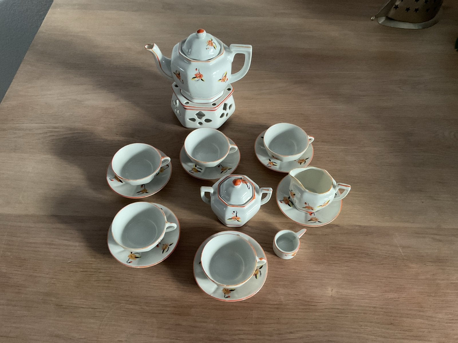 Vintage porseleinen theeserviesje met bloemmotief, Ophalen of Verzenden
