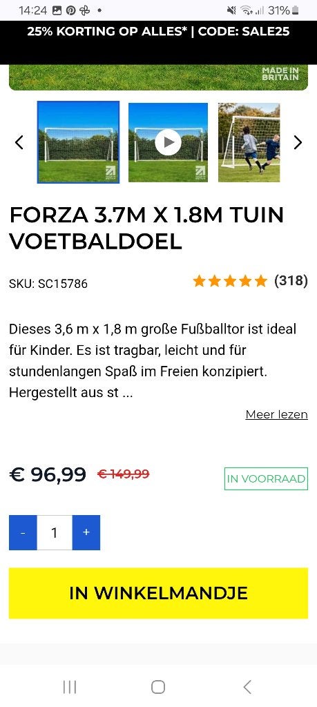 Forza voetbal goal, Groter dan maat XL, Ophalen of Verzenden, Nieuw, Overige typen