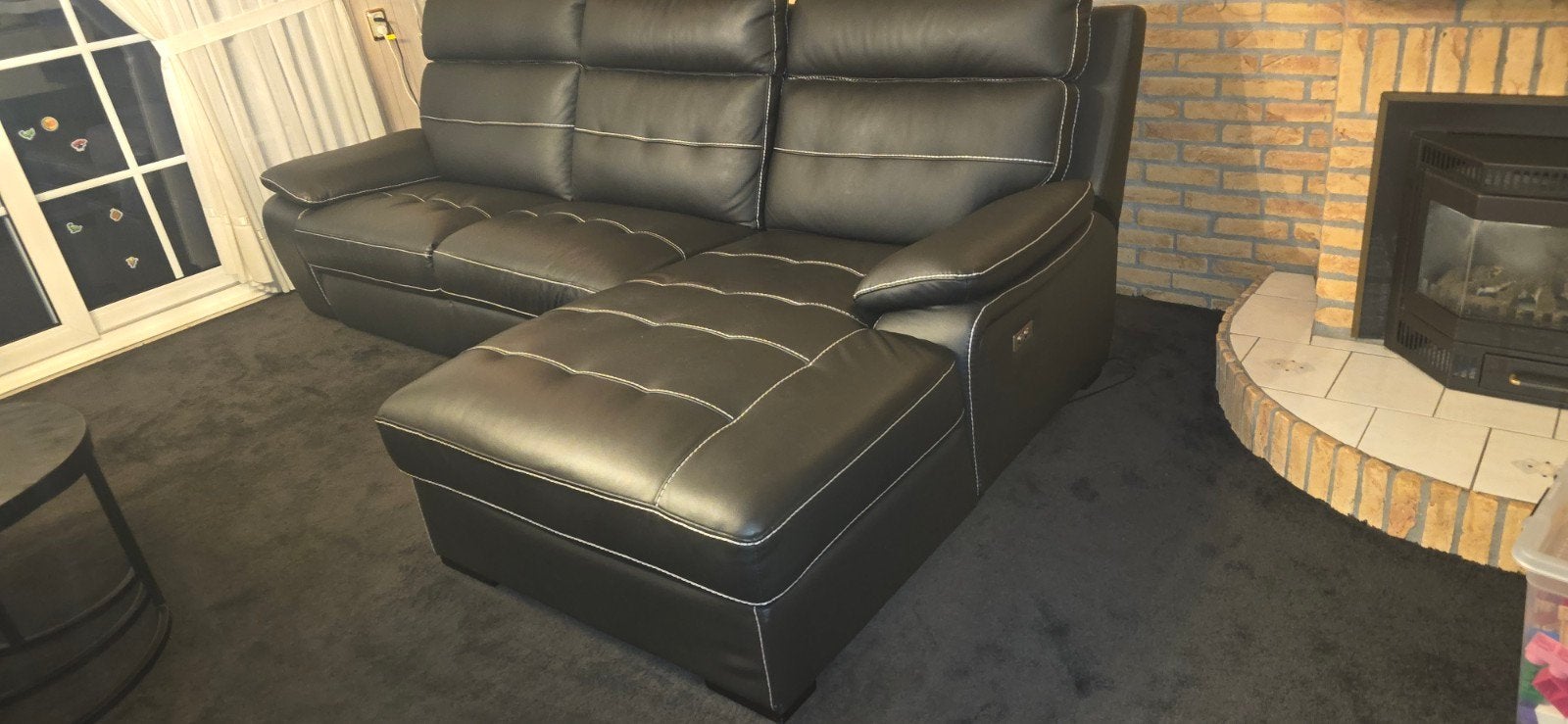 Luxe Zwarte Leren Hoekbank met Reclinerfunctie, Ophalen, 250 tot 300 cm, Modern, Comfort, Recliner, Hoekbank