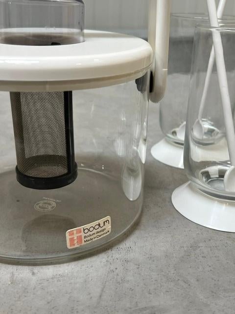 Bodum theepot glazen set Carsten Jorgensen jaren 80 vintage, Bodum, Bodum, Ophalen of Verzenden, Zo goed als nieuw
