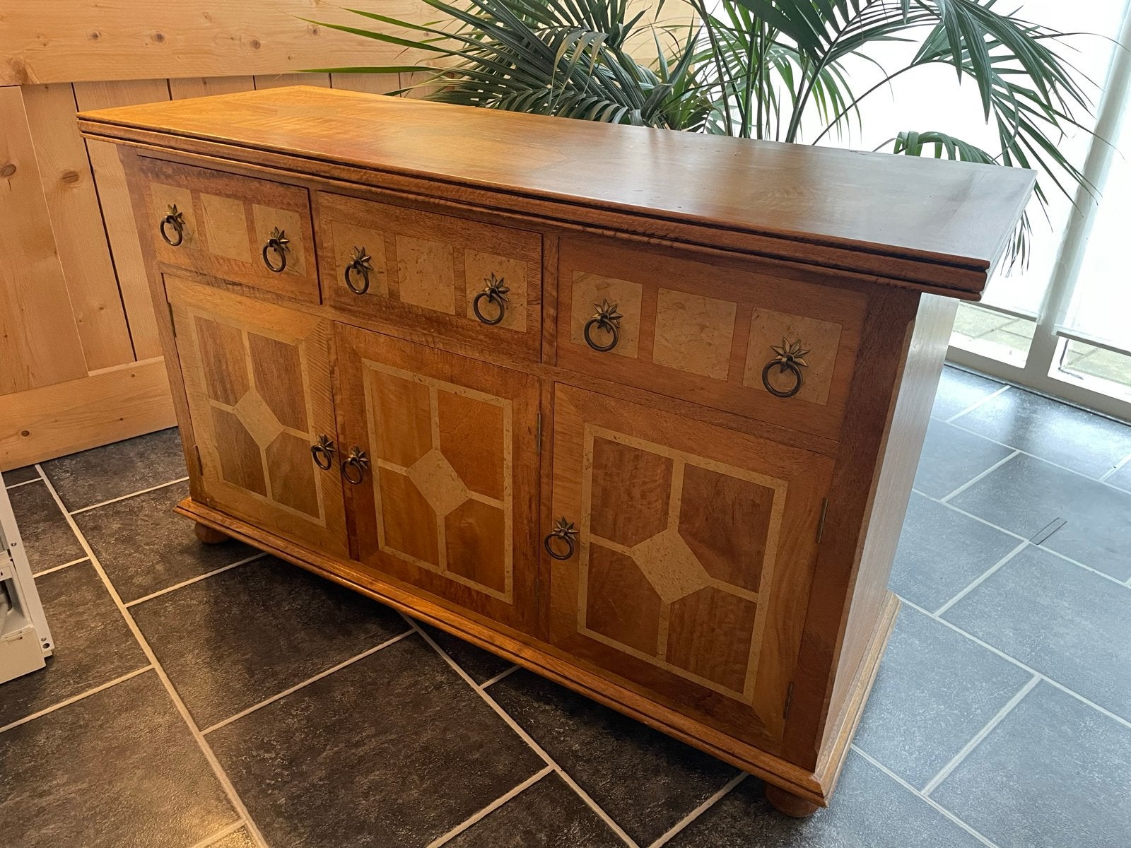 Oud Engelse eettafel set met dressoir en spiegel, Ophalen of Verzenden