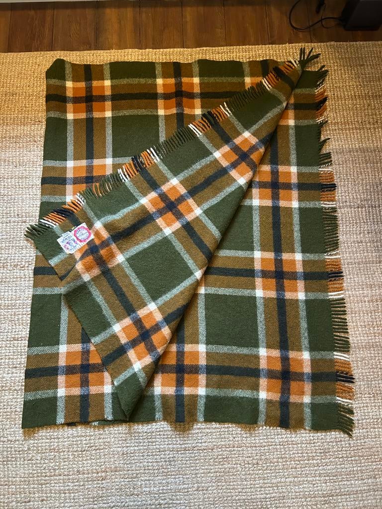 Wollen deken 210x135 cm van Wijk groen oranje zwart, Ophalen, Zo goed als nieuw