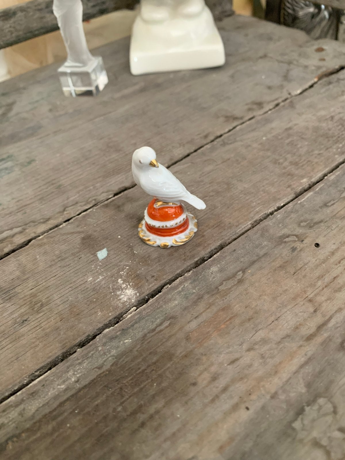 Antieke Rosenthal vogel op sokkel - Porselein, Ophalen of Verzenden