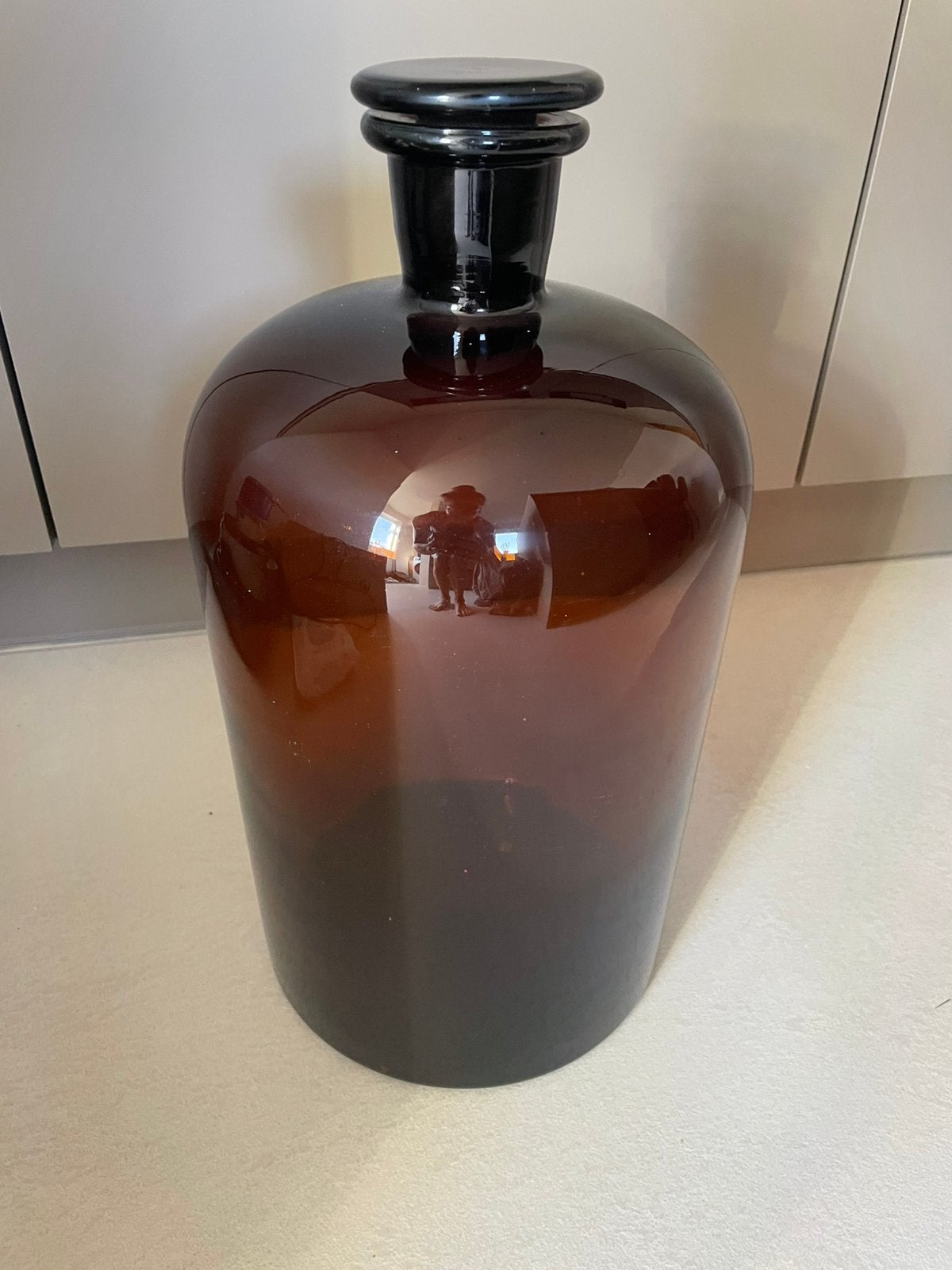 Vintage apothekersfles bruin glas xxl, Ophalen