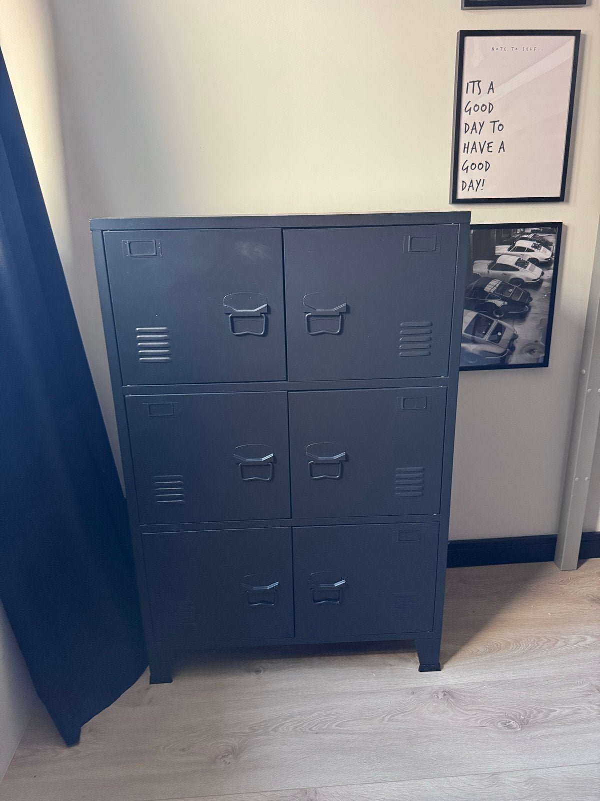 Zwarte metalen locker kast met 6 deuren, Ophalen, Gebruikt