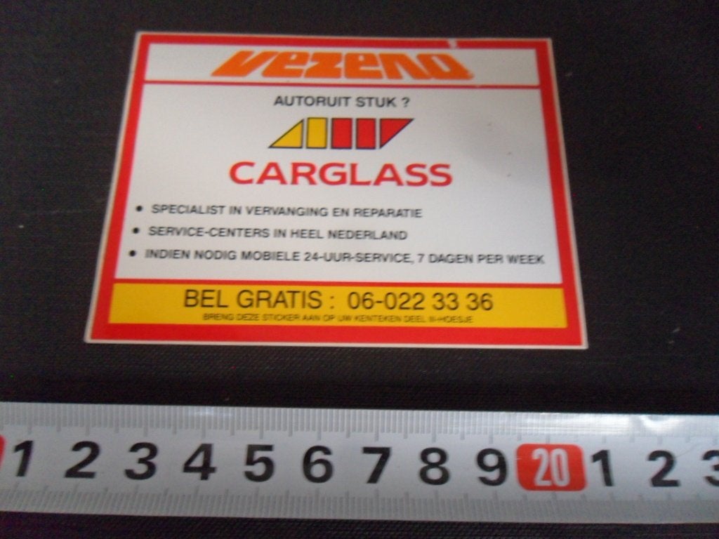 sticker CARGLASS  VEZENO, Verzamelen, Stickers, Ophalen of Verzenden, Zo goed als nieuw