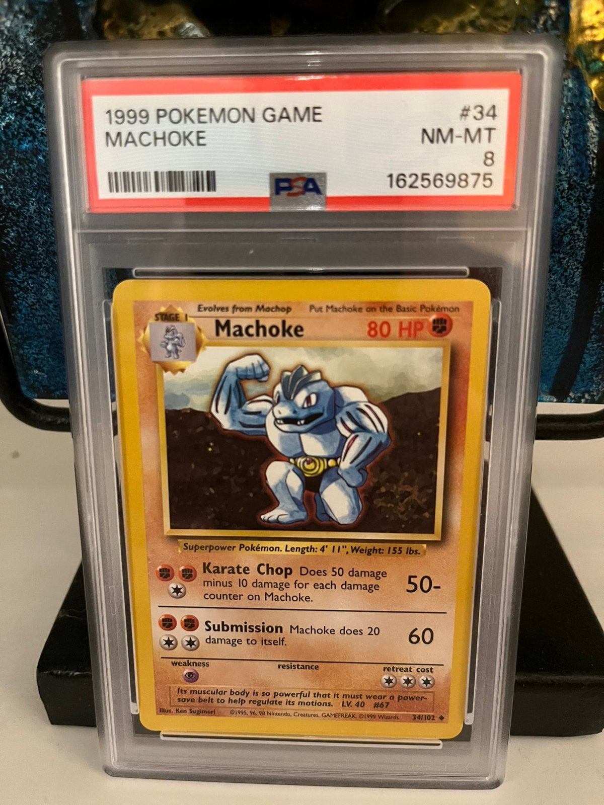 Machoke PSA 8 | Pokemon Base Set 1999, Ophalen of Verzenden, Zo goed als nieuw, Losse kaart
