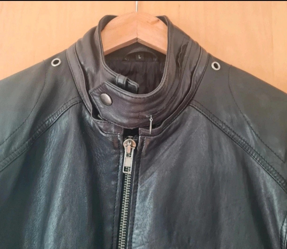 Leren jack maat L, Maat 52/54 (L), Zwart, Ophalen of Verzenden, Italiaanse vondst