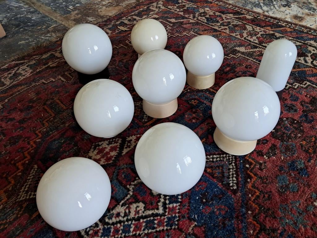 Vintage Opale Glazen Bol Lampenkap - Melkglas, Led-lamp, Gebruikt, Minder dan 30 watt, Vintage, Klassiek, Mid-century