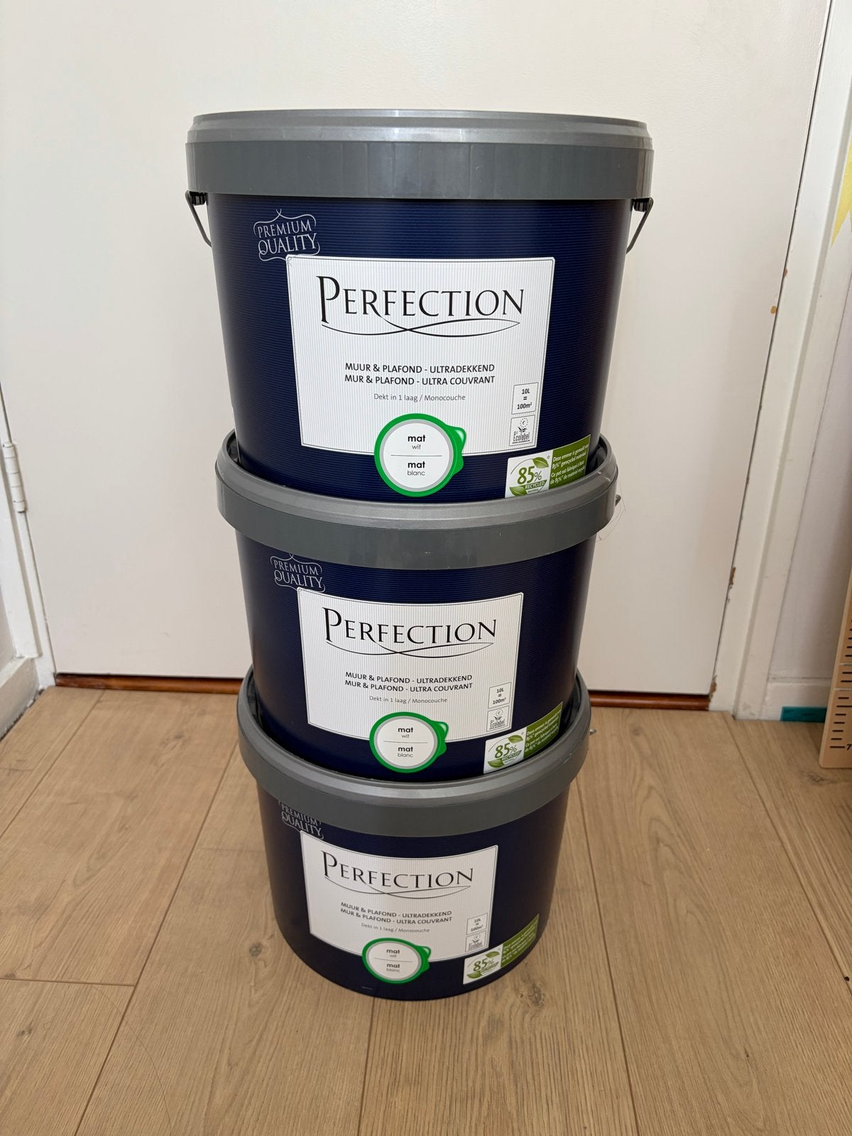 Perfection Muur & Plafond verf Mat Wit 30L, Ophalen, Wit, Nieuw, Verf