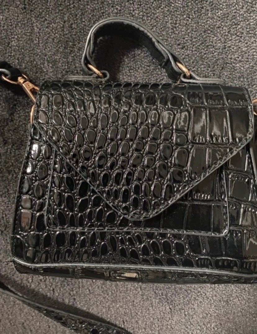 Stijlvolle Zwarte Croco Avondtas / Schoudertas, Ophalen of Verzenden, Nieuw, Zwart, Avondtasje