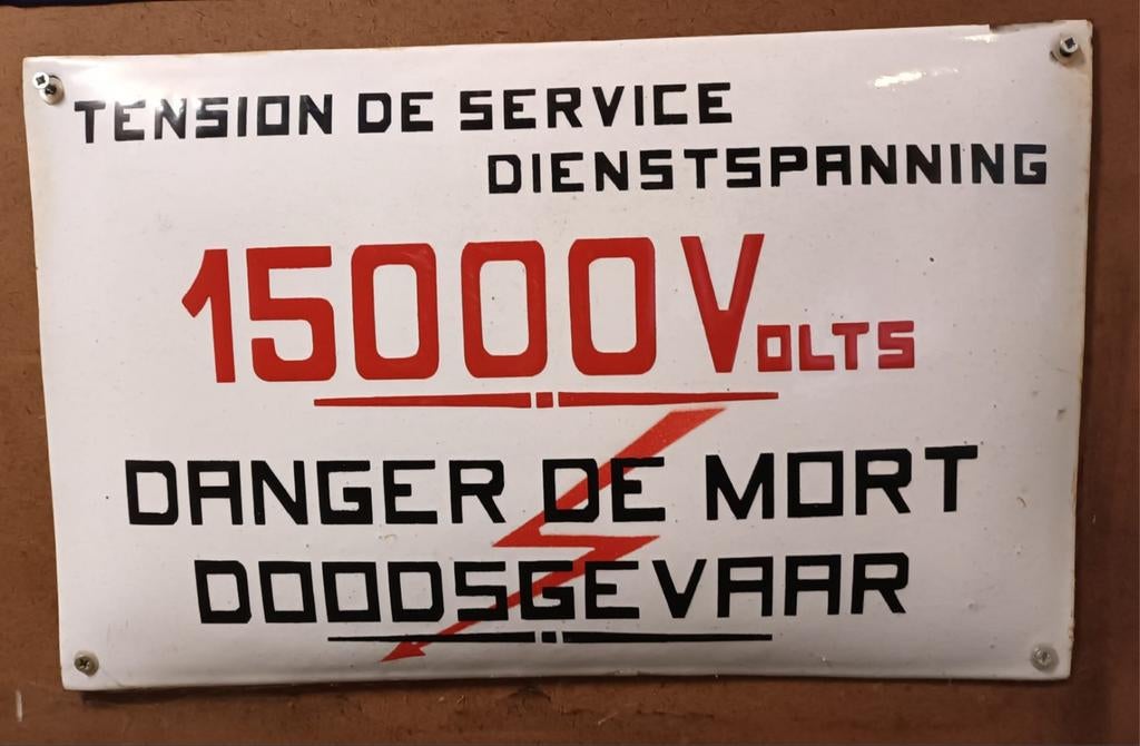 Oud emaile bord 15000V Doodgevaar, Verzenden