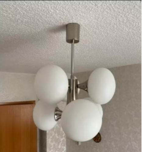 vintage space age Kaiser sputnik hanglamp, Ophalen, Zo goed als nieuw, Glas, Space age